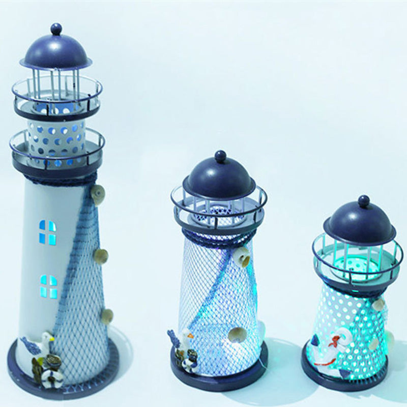 Modern Art Deco Lighthouse Shape Round Iron LED Table Lamp