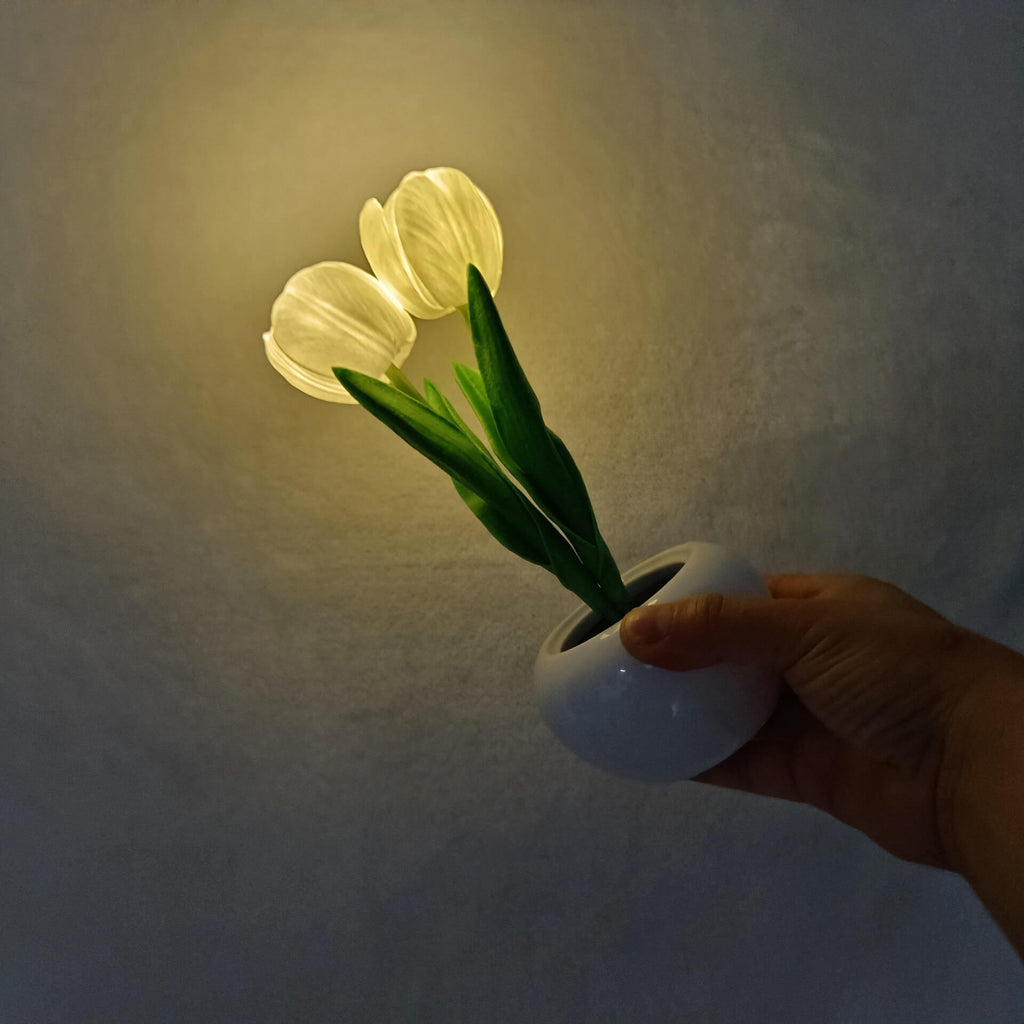 Modern Creative Faux Tulip & Peony LED Night Table Lamp