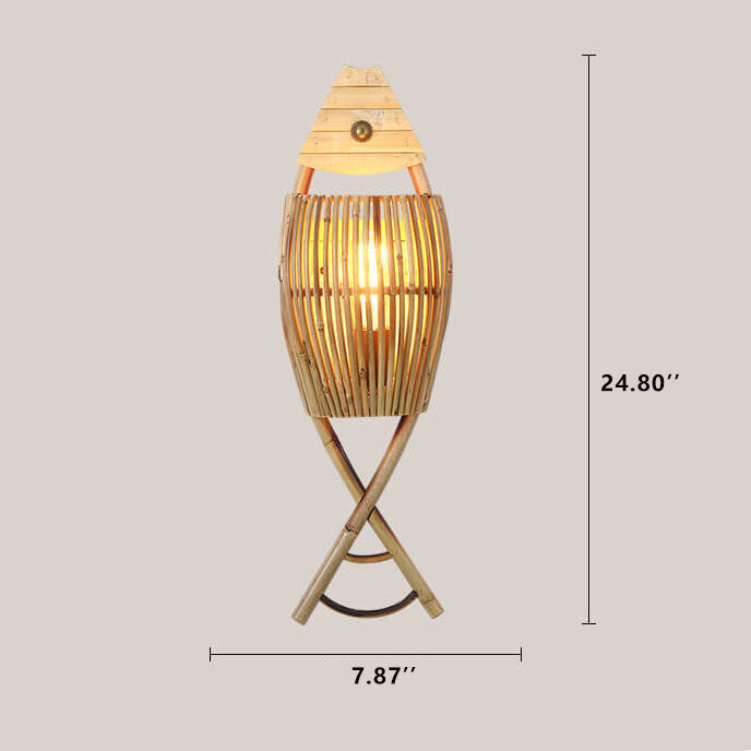 Vintage Bamboo Weaving Fish Shaped 1-Light Wall Sconce