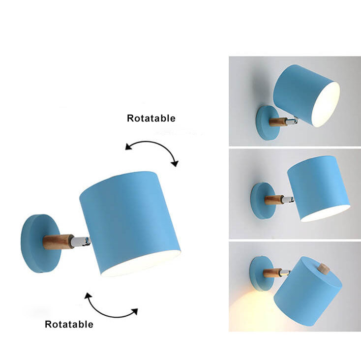 Nordic Macaron Cylinder Rotatable 1-Light Wall Sconce