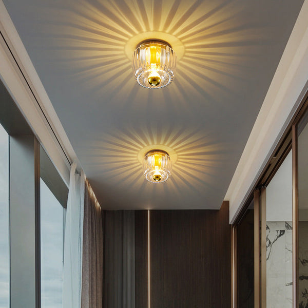 Modern Luxury Glass Sun Shape Full Copper Dual Wall Sconce