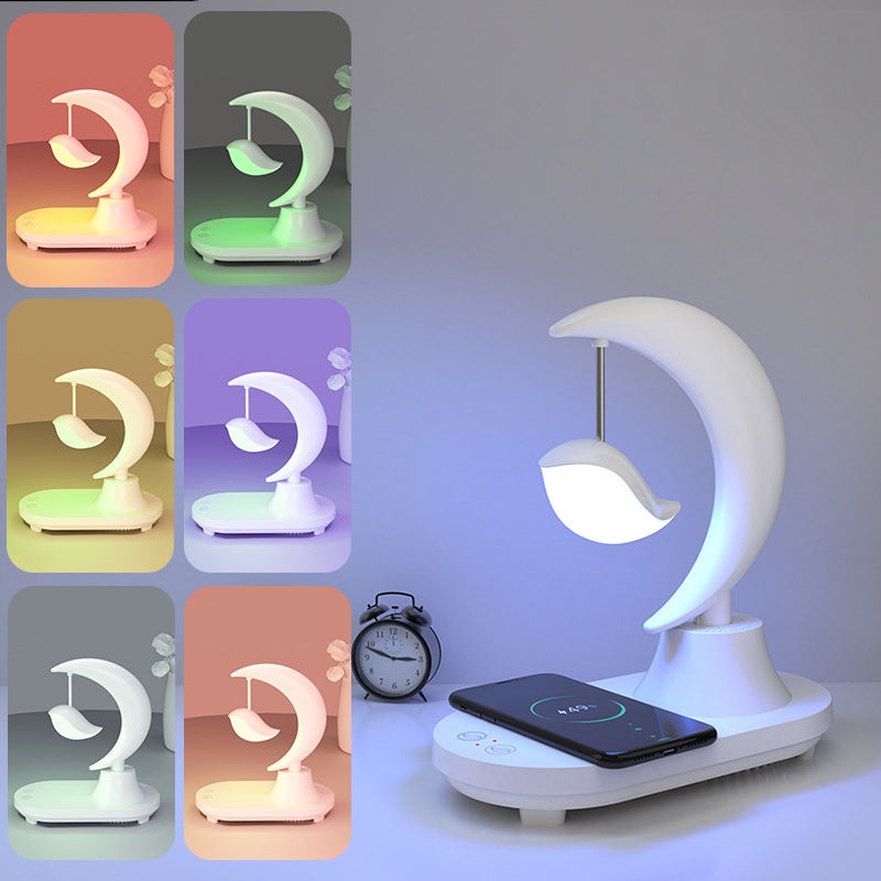 Modern Art Deco ABS Moon Shape Bluetooth Speaker Table Lamp