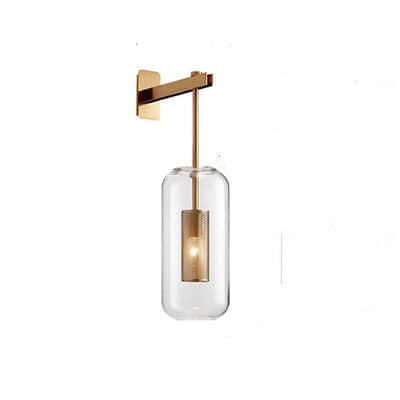 Modern Minimalist Cylinder Clear Glass 1-Light Wall Sconce