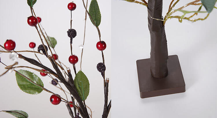 Red Fruits Pine Tree Light Small Led Battery Table Lamp