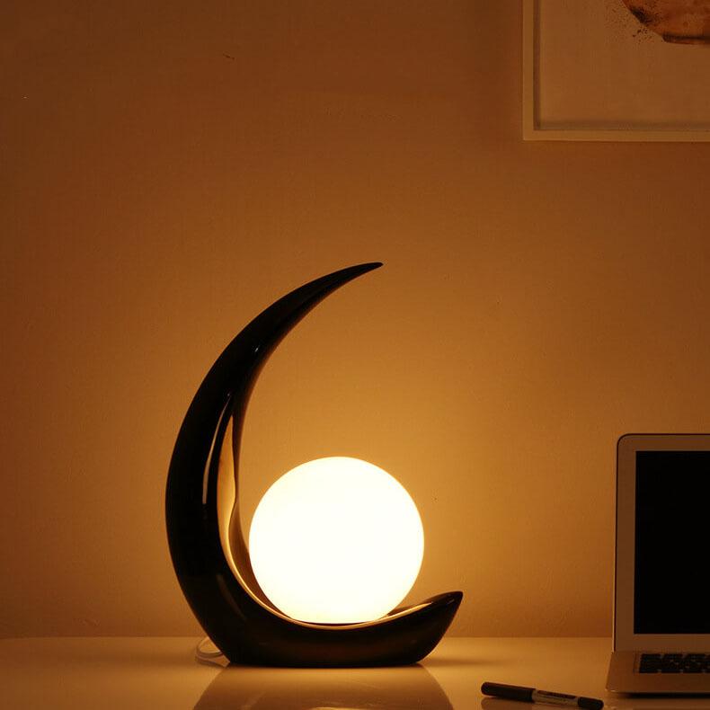 Creative Crescent Night Resin 1-Light Table Lamps Table Lamp