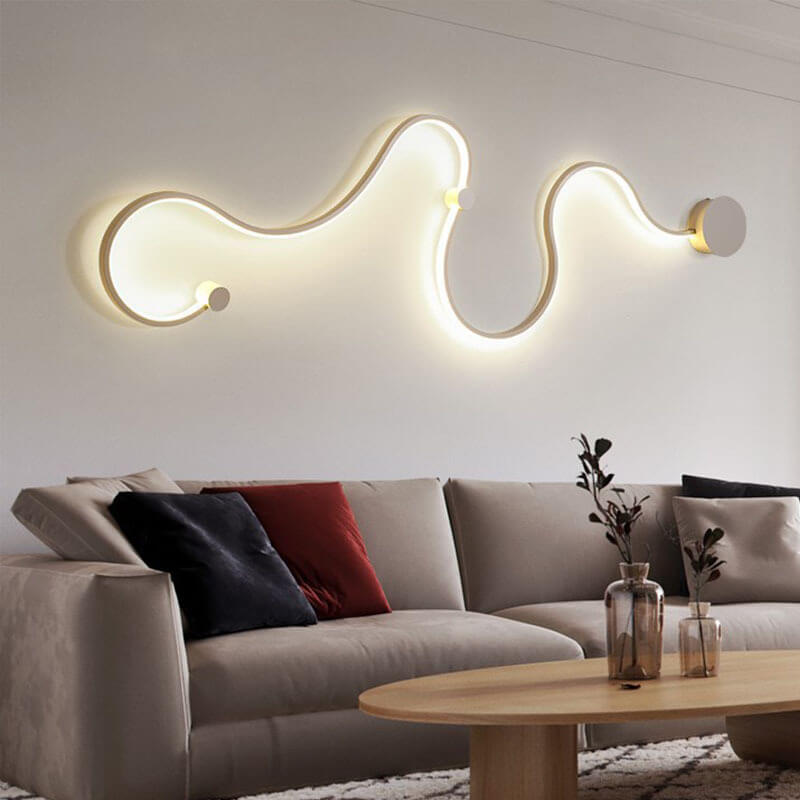 Modern Long Aluminum Snake Shaped Curved Wall Sconce