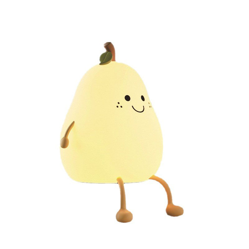 Creative Fruit Pear Silicone LED Night Light USB Table Lamp