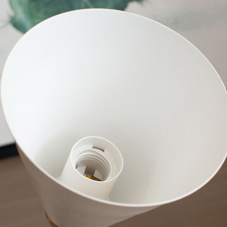 Modern Minimalist Cone Shade Wooden Base 1-Light Wall Sconce