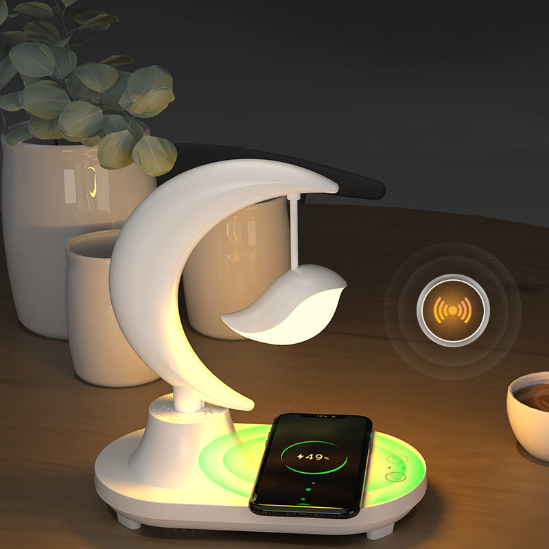 Modern Art Deco ABS Moon Shape Bluetooth Speaker Table Lamp