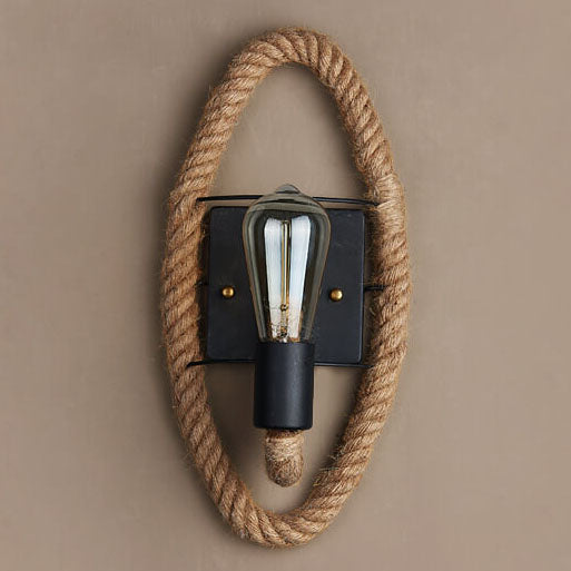 Vintage Hemp Rope 2-Light Industrial Wall Sconce