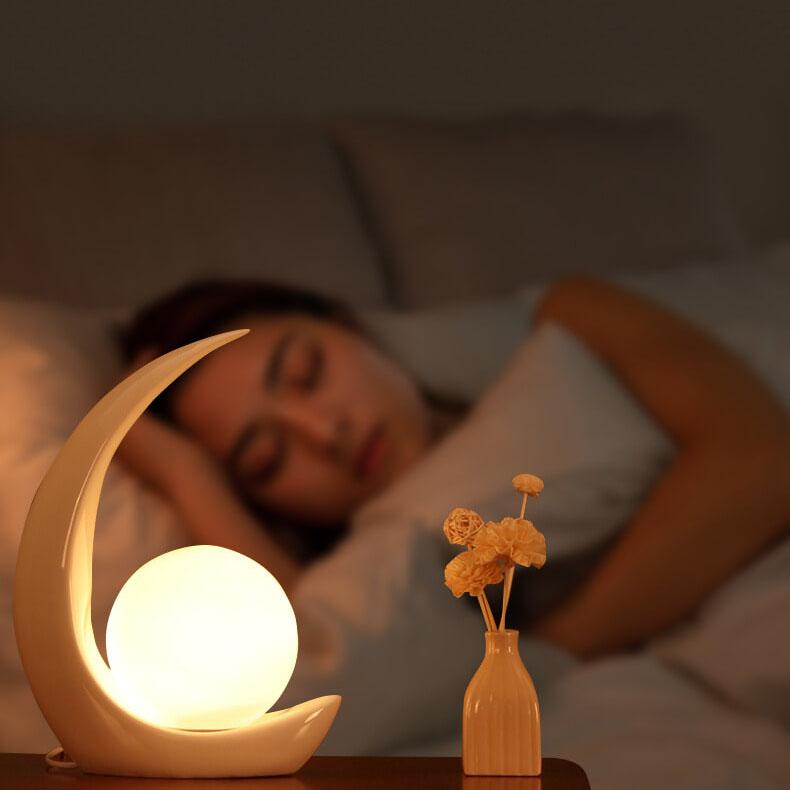 Creative Crescent Night Resin 1-Light Table Lamps Table Lamp