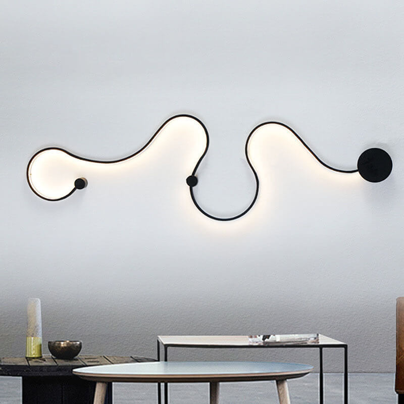 Modern Long Aluminum Snake Shaped Curved Wall Sconce