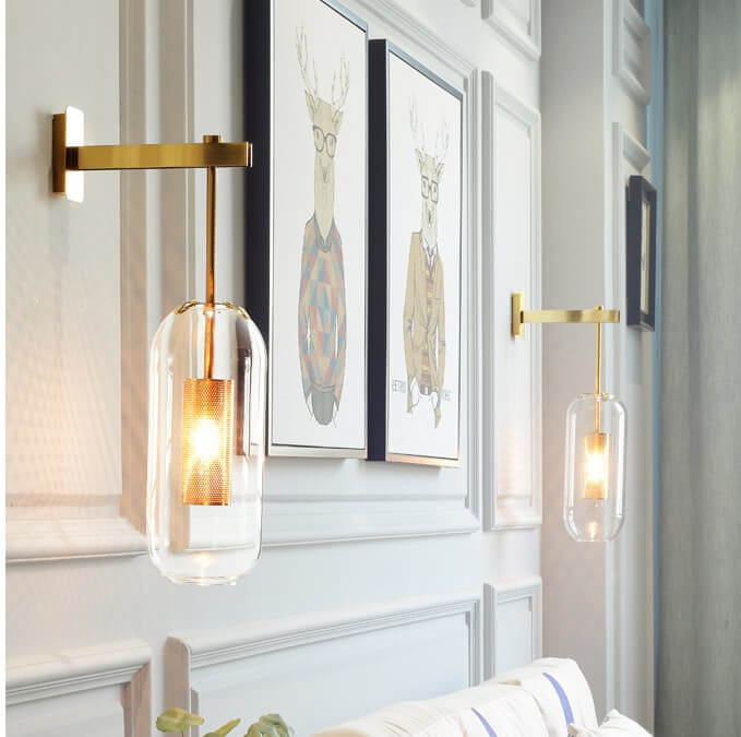Modern Minimalist Cylinder Clear Glass 1-Light Wall Sconce