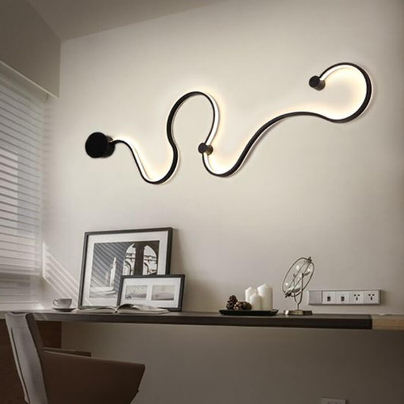 Modern Long Aluminum Snake Shaped Curved Wall Sconce