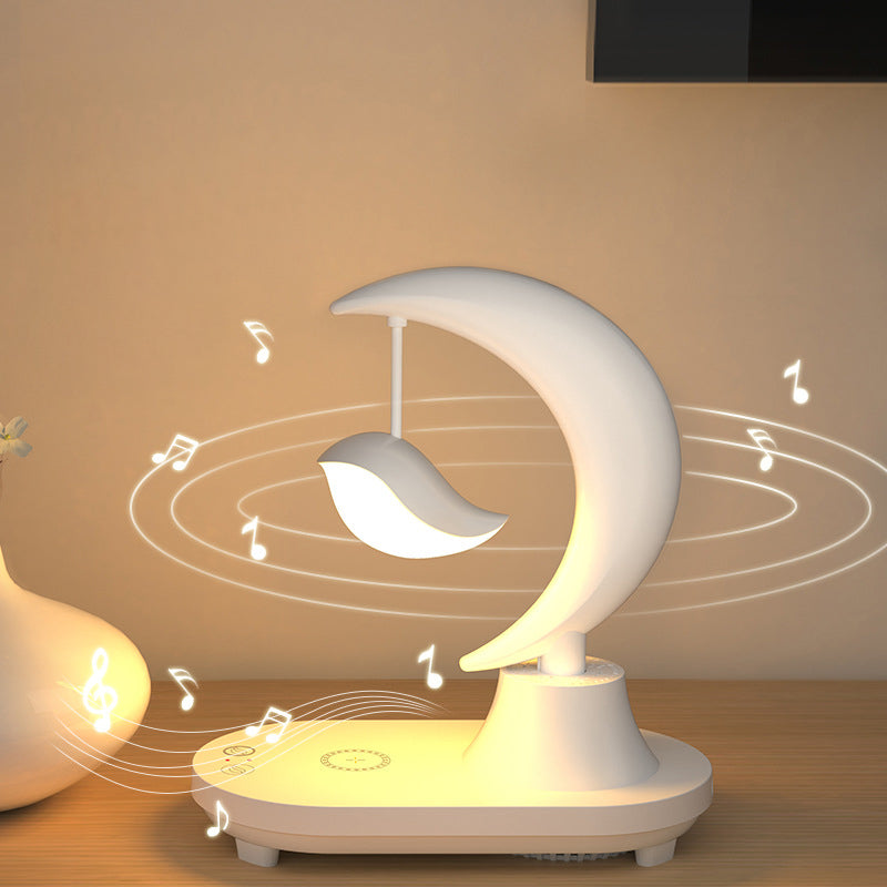 Modern Art Deco ABS Moon Shape Bluetooth Speaker Table Lamp