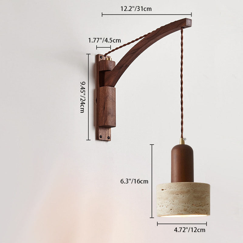 Japanese Wabi-Sabi Solid Wood Glass Horn Wall Sconce