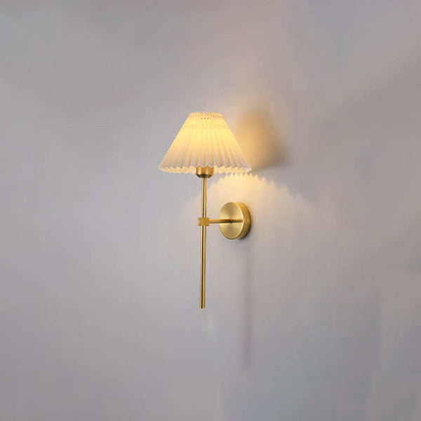 Vintage Pleated Fabric Shade Straight Arm Wall Sconce