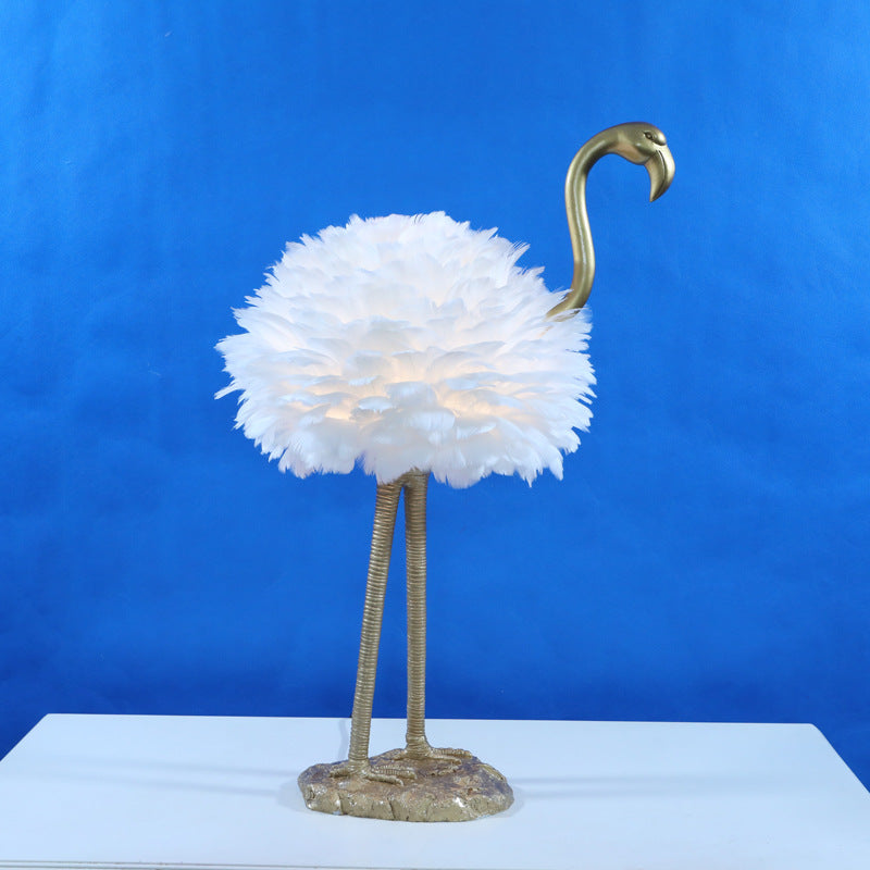 Nordic Goose Feather Metal Flamingo Ball 1-Light Table Lamp