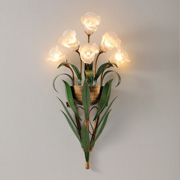 Modern Minimalist Glass Flower 6/10-Light Wall Sconce