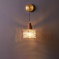 Japanese Walnut Glass Copper Cylinder 1-Light Wall Sconce