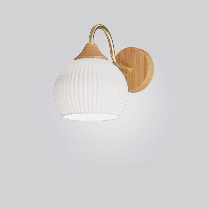 Contemporary Nordic Iron Glass Striped Round Log Wall Sconce