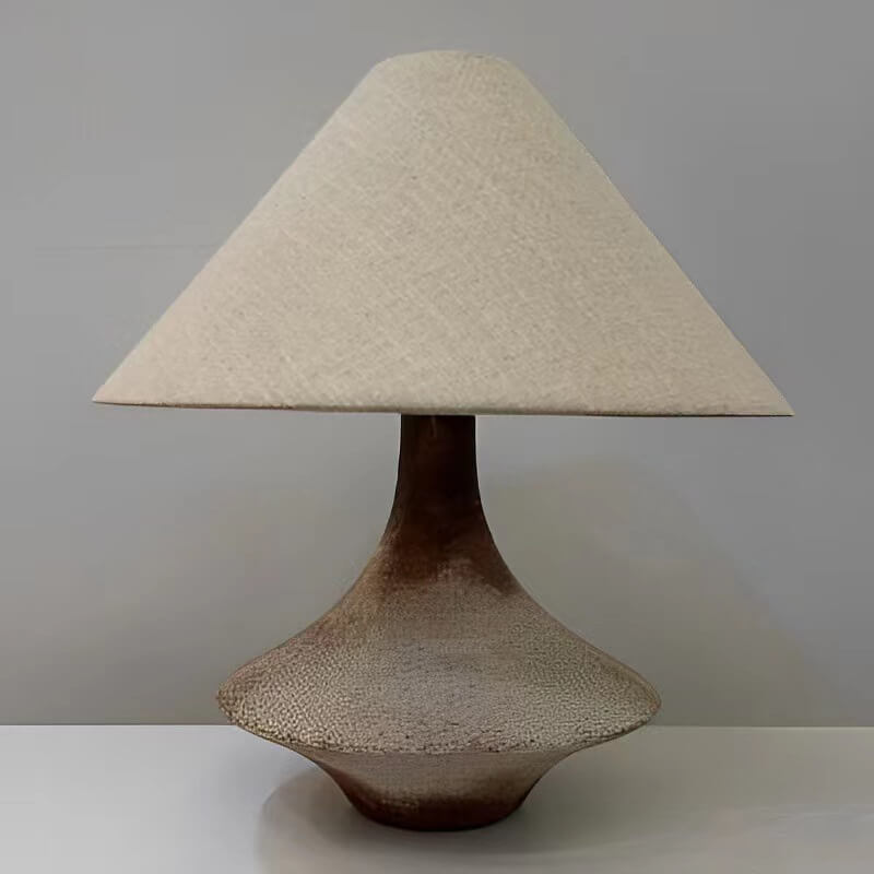 Wabi-Sabi Vintage Cone Vase Base Ceramic Fabric Table Lamp