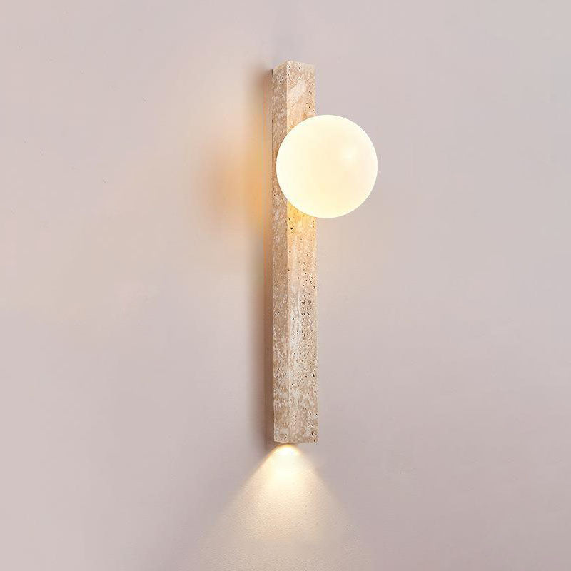 Traditional Japanese Long Strip Yellow Travertine Wall Sconce