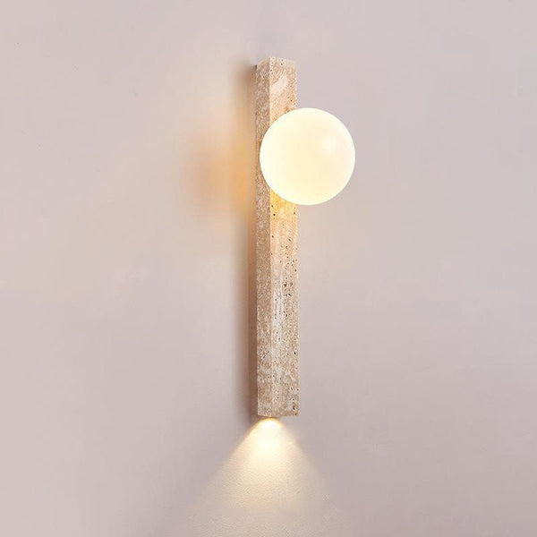 Traditional Japanese Long Strip Yellow Travertine Wall Sconce