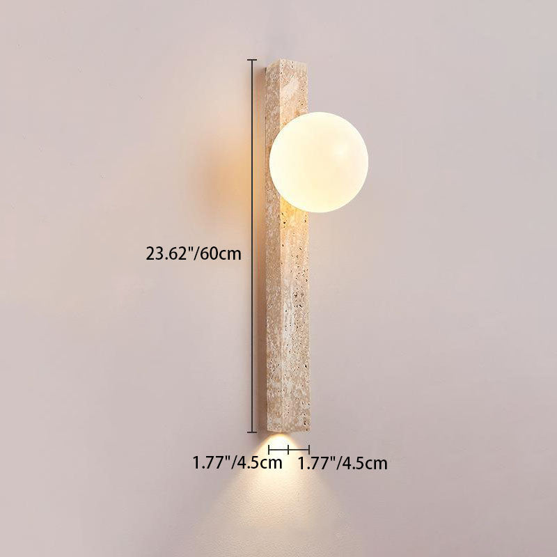 Traditional Japanese Long Strip Yellow Travertine Wall Sconce