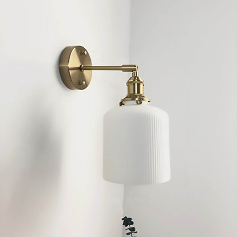 Japanese Retro Minimalist Cylinder Oval Brass Wall Sconce