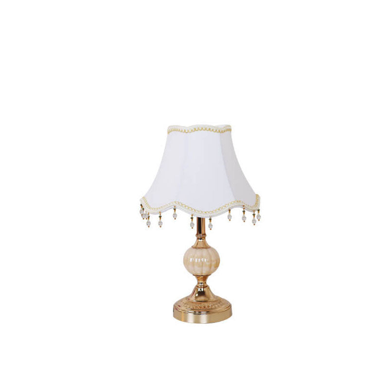 Traditional Vintage Fabric Floral Glass Hardware Table Lamp