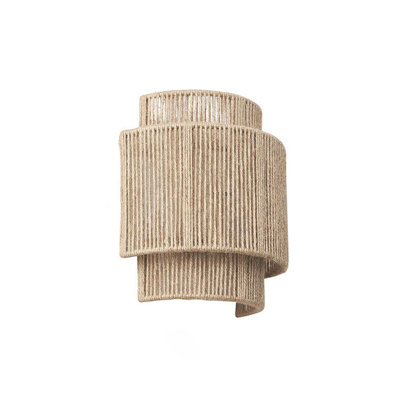 Traditional Japanese Rope Woven Curved 1-Light Wall Sconce