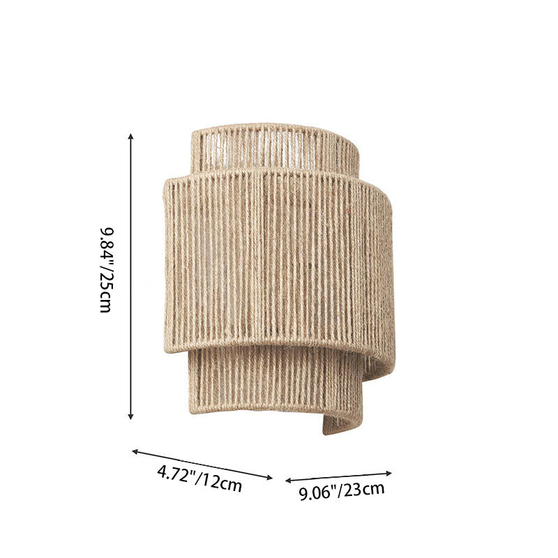 Traditional Japanese Rope Woven Curved 1-Light Wall Sconce