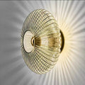 Contemporary Nordic Iron Striped Glass Round Wall Sconce