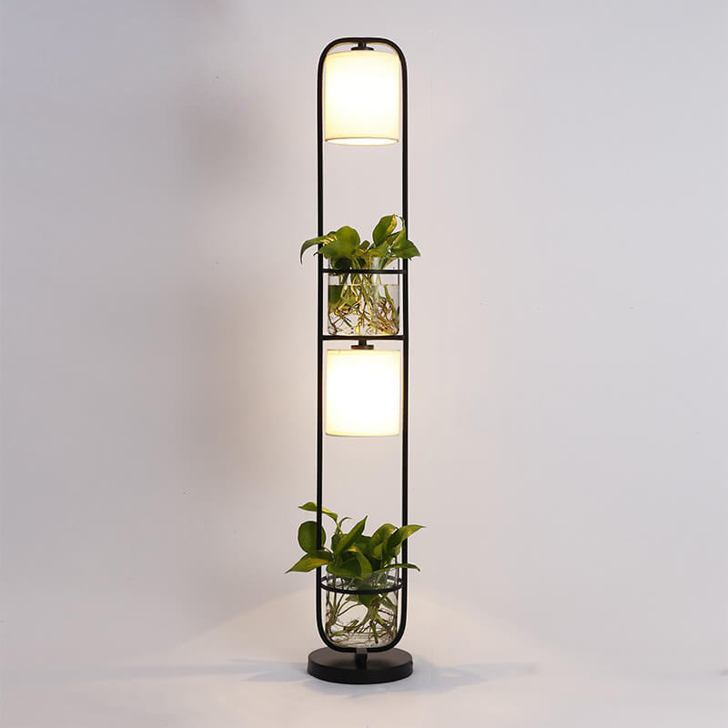 Contemporary Black 2-Light Floor Lamp