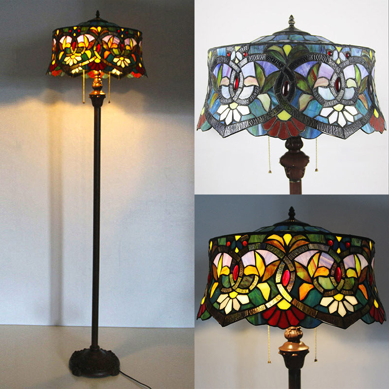 Tiffany Stained Glass 2-Light Floor Lamp