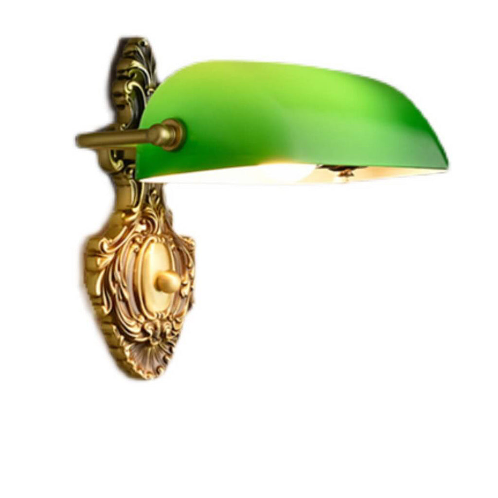 Retro Copper Green Glass Shade 1-Light Wall Sconce