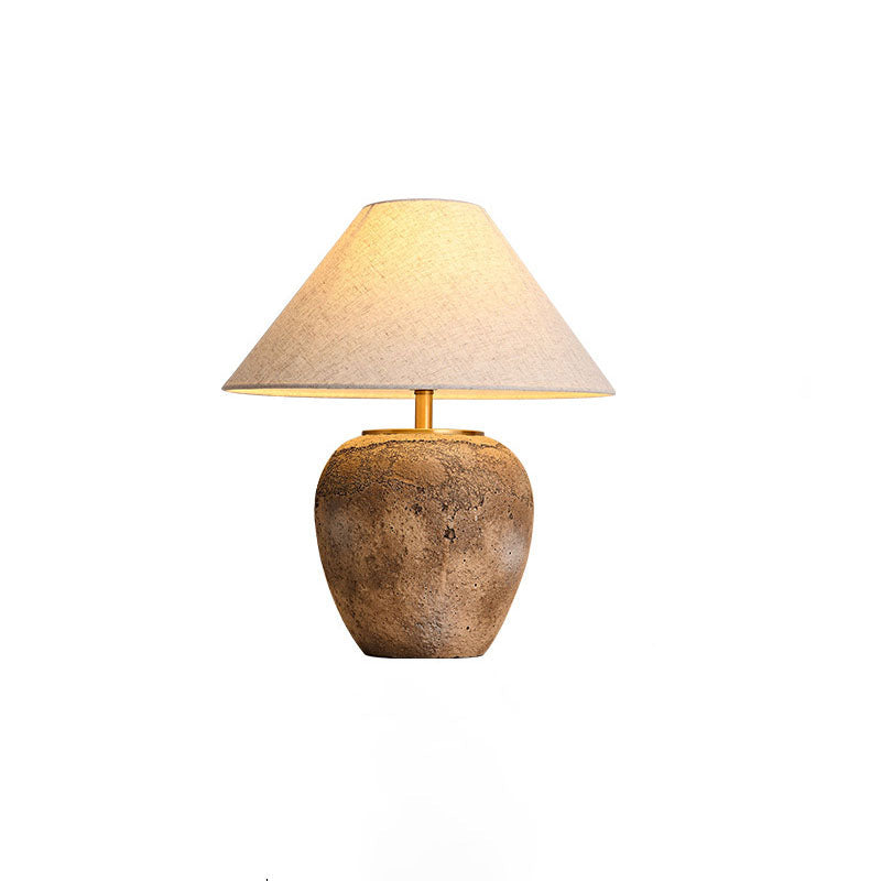 Modern Shabby Chic Cone Fabric Ceramic Jar Table Lamp