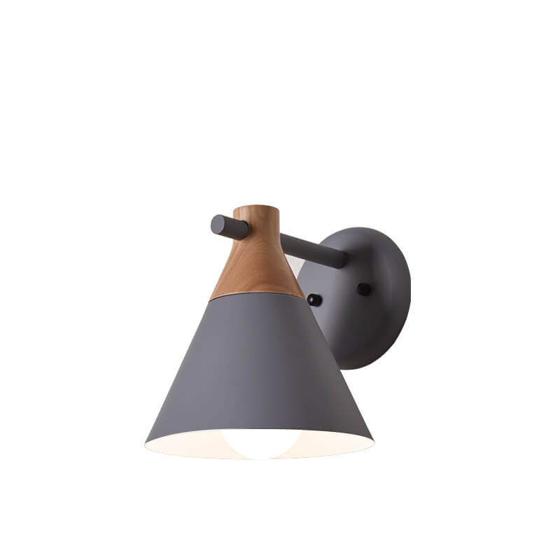 Nordic Solid Wood Macaron Cone Shade 1-Light Wall Sconce