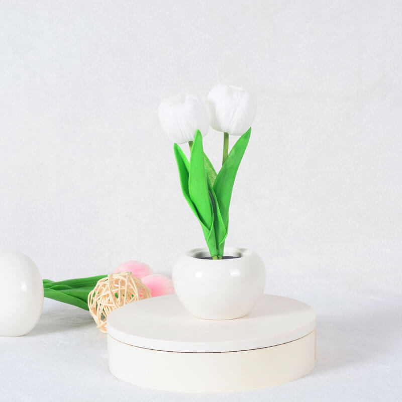 Modern Creative Faux Tulip & Peony LED Night Table Lamp