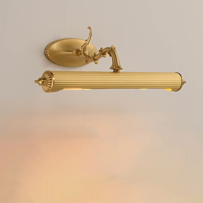 French Antique Copper Cylindrical 2-Light Mirror Wall Sconce
