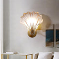 Modern Art Deco Scalloped Shell Amber Glass Wall Sconce