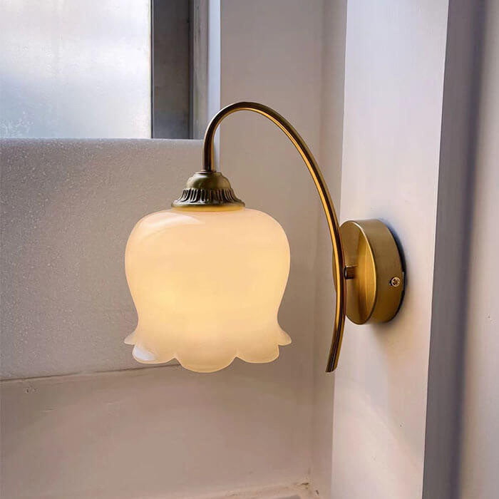 Traditional Vintage Floral Resin Copper Iron Wall Sconce