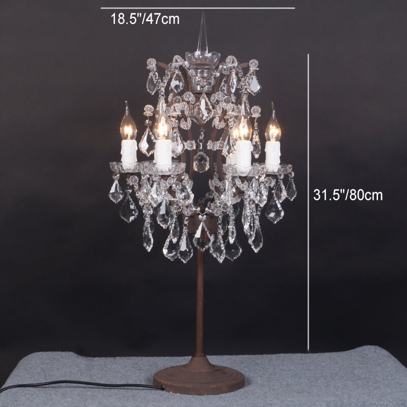 Elegant Traditional Vintage Crystal 6-Light Table Lamp