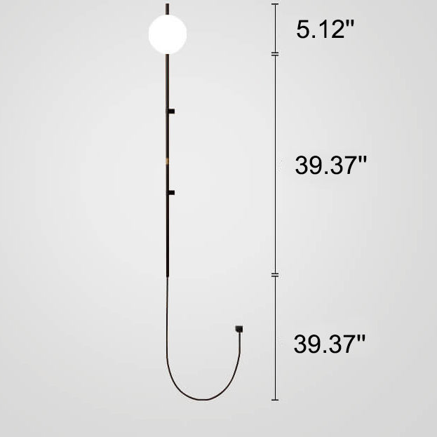 Minimalist Long Pole Glass Globe 1-Light Wall Sconce