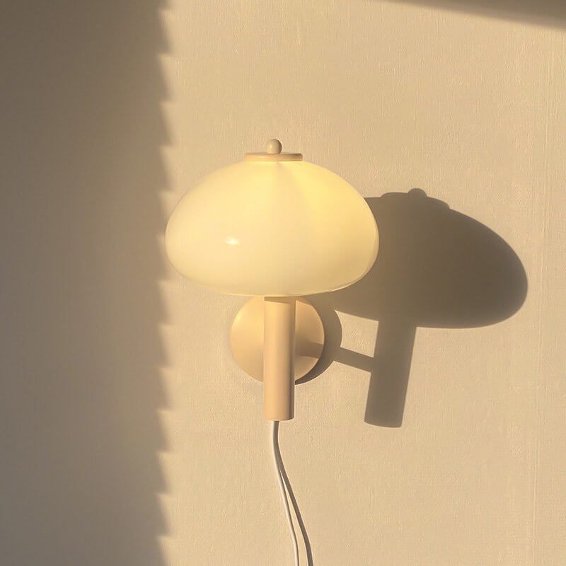Contemporary Nordic Milk White Iron Glass Dome Wall Sconce