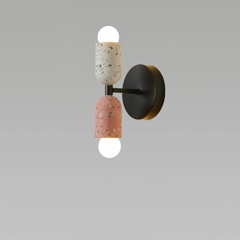 Modern Japanese Wabi-Sabi Iron Cement 2-Light Wall Sconce