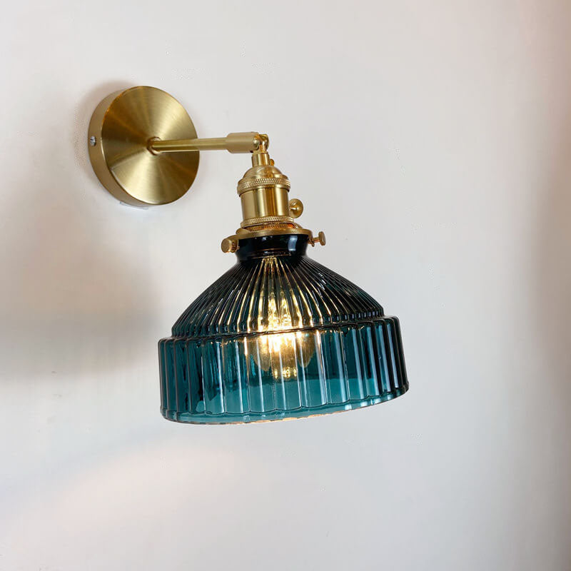 Nordic Dome Glass Shade Brass 1-Light Wall Sconce