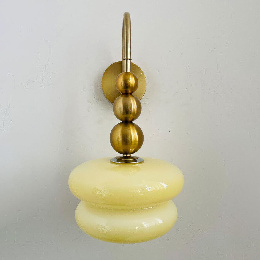 Macaron Cream Gourd Design Glass Shade Wall Sconce
