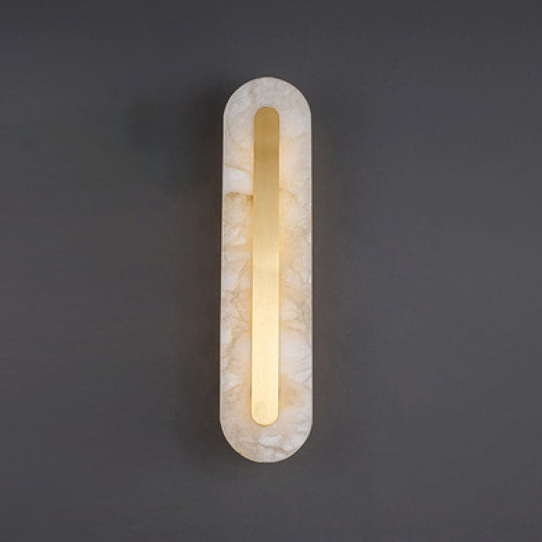 Light Luxury Brass Marble Oval Square LED Wall Sconce